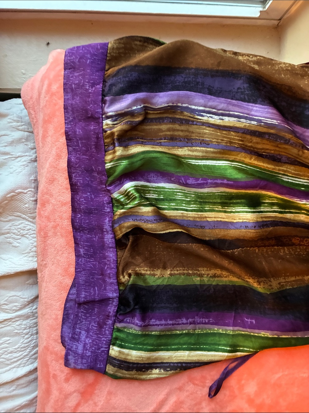 100% SILK- Ann Taylor Striped Camisole In Purple, Green & Neutrals - Picture 6 of 15